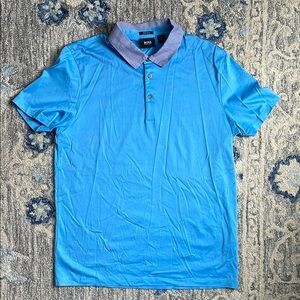 Boss Blue Polo Shirt with Navy Collar